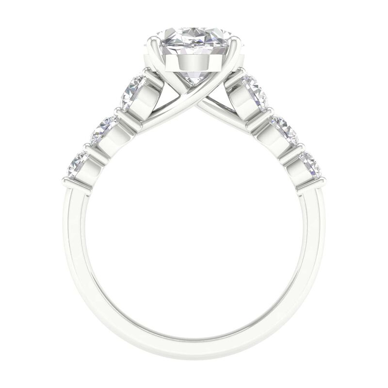 Oval Lab Grown 4ctw. Diamond With Brilliant-Cut Diamond Cathedral Engagement Ring in 14k White Gold image number null